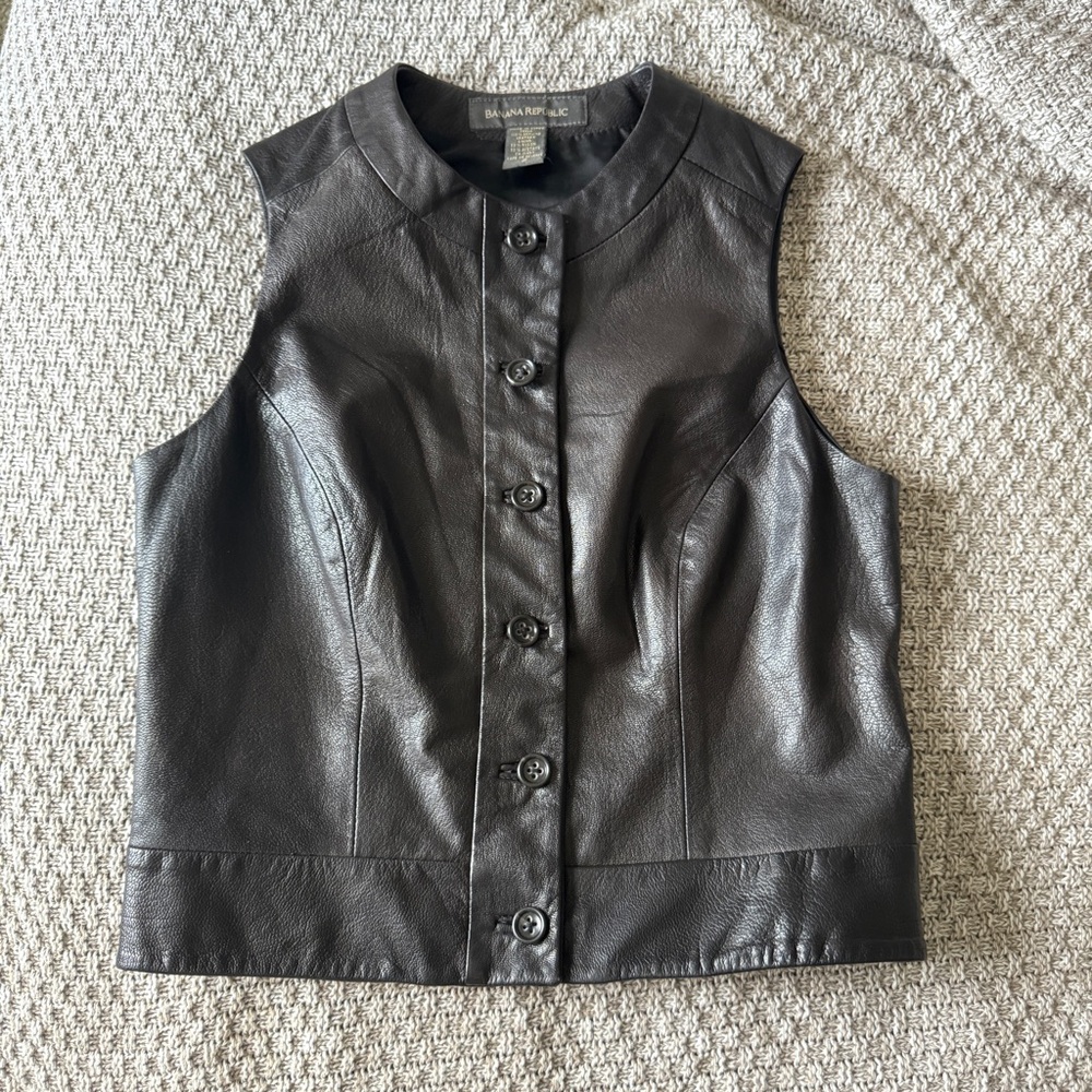 BANANA REPUBLIC Black Leather Vest